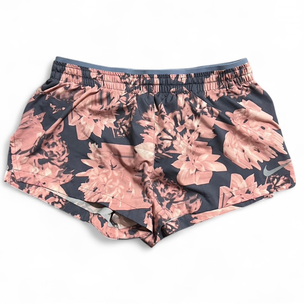 NIKE Pink and Gray Athletic Shorts Tie-Dye Design
